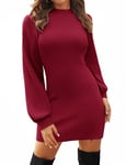 Zeagoo Robe Moulante à Manches Longues Sexy Chic Mini Robe Pull Hiver Décontractée Élégante Casual Dress