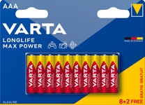 Varta – Longlife Max Power AAA  10 Pack  (8+2) (4703101410)