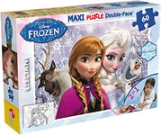 Lisciani, Maxi Puzzle pour enfants à partir de 4 ans, 60 pièces, 2 en 1 Double Face Recto / Verso avec le dos à colorier - Disney La reine des Neiges 46881