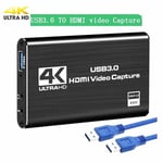 Capture Card, 4K Video Capture Card Usb 3.0 1080P 60Fps Hdmi Audio Video Capture Device Kannettava Video