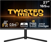 Écran Gamer, Affichage Rapide 27 Pouces, Dalle IPS, résolution QHD 2560 x 1440, taux de rafraîchissement 165 Hz, Rapport d'aspect 16:9, Temps de réponse 0,5 ms - Noir (TM27QHD165IPS)