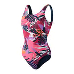 Speedo Women's Allover U-Back Swimsuit, True Navy/Magenta/Salso/Fluo Pink, 30