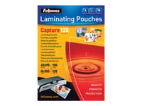 Fellowes Laminating Pouches Capture 125 Micron - 100-Pack - Glättat - 65 X 95 Mm Lamineringsfickor