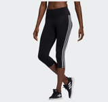 Sort Adidas BT 3 Stripes 3/4 Tights