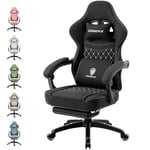 Dowinx Chaise Gaming Tissu avec Coussin à Ressorts ensachés, Fauteuil de Gamer Massage avec Repose-Pieds, Chaise Ergonomique pour PC Gamer Chaise de Bureau capacité de Charge 150 kg, Noir