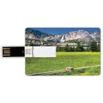 4G USB Flash Drives Credit Card Shape Yosemite Memory Stick Bank Card Style The Falls in Yosemite National Park California USA Countryside Landmark Picture,Green Blue Waterproof Pen Thumb Lovely Jump