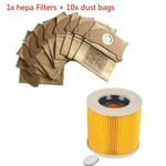 Dammsugarfilter Hepa-filter dammsugarpåsar för Karcher WD2.250 A2004 A2054 Filterpåsar Dammsugare delar[fw]