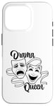 Coque pour iPhone 16 Pro Masques de théâtre comédie et tragédie Drama Queen Black Line