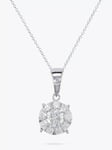 E.W Adams 18ct White Gold Diamond Illusion Pendant Necklace, White Gold