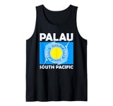 Flag of Palau South Pacific Blue Shark Tank Top