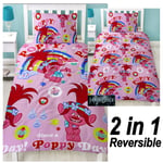 TROLLS DREAMS POPPY SINGLE DUVET COVER SET ROTARY PINK GIRLS BEDDING NEW GIFT