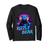 Rizzly Bear Vaporwave Synthwave Retrowave Aesthetic Vibes Long Sleeve T-Shirt