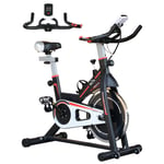 HOMCOM Exercise Bike Indoor Cycling w/ LCD Display, Heart Rate Sensor, Black