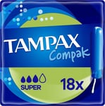 Tampax Compak Super Tampons with Applicator, 18 Tampons, Leak Protection