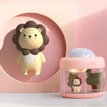 Humidificateur de lampe de projection sans fil,chargement USB,projection à distance,lumière ciel étoilé,veilleuse silencieuse mignonne,humidificateur de paysage - Type Pink Lion