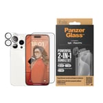 iPhone 15 Pro PanzerGlass 2-i-1 Bundle m. EasyAligner - Skjermbeskyttelse (UWF) / Kamerabeskyttelse - Gjennomsiktig / Svart