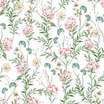 VEELIKE Papier Peint Fleur Blanche Papier Peint Fleuri Rose Hortensia Papier Collant pour Meuble Papier Peint Adhesif Mural Tropicale Feuillage Vert Stickers Muraux Salle de Bain Chambre 44,5cm×300cm