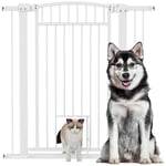 PawHut Barrière de sécurite Chien Extensible 76-104 cm, barrière d'escalier et de Portes avec système de Double Verrouillage, Montage par Pression ou perçage, barrière de Chien et Chat, Blanc