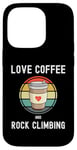 Coque pour iPhone 14 Pro Love Drinking Coffee And Rock Climbing Mur d'escalade