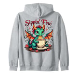 Sippin’ Fire Cute Dragon Tea Lover Zip Hoodie