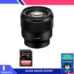 Sony FE 85mm f/1.8 + 1 SanDisk 32GB Extreme PRO UHS-II SDXC 300 MB/s + Ebook 'Devenez Un Super Photographe' - Objectif Sony FE pour Sony Hybride