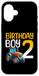 Coque pour iPhone 16 Tracteur agricole pour 2e anniversaire garçon 2 ans