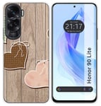 Coque Silicone pour Huawei Honor 90 Lite 5G Design Coeurs Bois Dessins