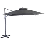 Parasol déporté - PROLOISIRS - 3x3 - Aluminium - Gris - Manuel