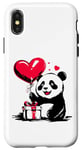 Coque pour iPhone X/XS Ours panda avec ballon coeur Ours panda doux pour Noël