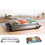 Buffet Hotplate Food Server Hot Plate 3 Tray Electric Temp 300W Multicooker BBQ