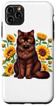 iPhone 11 Pro Max Sunflowers York Chocolate Cat Case