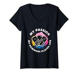 Womens My Passion My Classic Dominoes Board Game Dominoes Player V-Neck T-Shirt