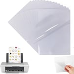 Lot de 20 Feuille Autocollante Imprimante A4,Papier Transparent Imprimable,Feuilles Transparentes Autocollantes,Pour imprimante à jet d'encre et laser,100% transparent