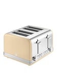 Swan St19020Cn Retro 4-Slice Toaster With Defrost/Reheat/Cancel Functions, Cord Storage, 1600W, Cream