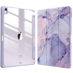 FINTIE Coque pour iPad Air 13 Pouces 2024 M2 - [Rangement de Stylet] Coque Arrière Transparente Claire, Étui Antichoc avec Bord en TPU Housse Pliable Sommeil/Réveil Auto, Marbre Lilas