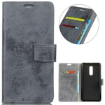 KM-WEN® Case for Nokia 5.1 Plus (5.86 Inch) Book Style Retro Scrub Pattern Magnetic Closure PU Leather Wallet Case Flip Cover Case Bag with Stand Protective Cover Gray