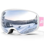 RIOROO Masque et Lunettes de Ski Moto Skateboard supérieure pour Homme Femme, 100% Anti-UV, Anti-poussière, Anti-Buée, Coupe-Vent double lentille Motoneige Moto Lunettes Ski Goggles, pour Ski, Surf