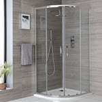 Cabine de douche quart de cercle - Receveur à effet texturé avec choix de finition – Portland