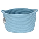 Sea Team Oval Cotton Rope Woven Storage Basket with Handles, Diaper Caddy, Nursery Nappies Organizer, Baby Shower Basket for Kid's Room, 12.2 x 8.7 x 9 Inches (Small Size, Blue)