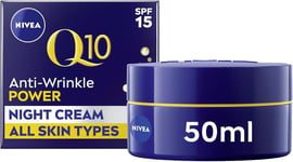 NIVEA Q10 Anti-Wrinkle Power Firming Night Cream (50ml), Hydrating Night Moistu