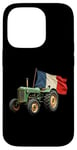 Coque pour iPhone 14 Pro Tracteur Agricole Vert Drapeau Français Agriculteur Ferme