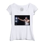 T-Shirt Femme Col Echancré Queen Freddie Mercury Wembley Rock 80's Live