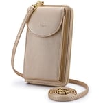 S-ZONE PU Leather RFID Blocking Crossbody Cell Phone Bag for 6.7 Inch Cellphone Women Leather RFID Blocking Wallet Purses with Credit Card Slots