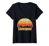 Womens Liverpool England Skyline Silhouette Sunset I Love Liverpool V-Neck T-Shirt