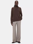 Whistles Cashmere Roll Neck Raglan Sleeve Jumper, Brown