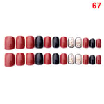 24pcs Fashion False Nails Acrylic Gel Full French Fake Art S38