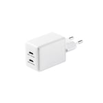 Essentials USB-C wall charger 45 W, 2x USB-C, PPS, white