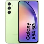 Smartphone Samsung A54 de couleur Vert clair avec écran 6,6" AMOLED 120 Hz Full HD+, 1080 x 2340 pixels, 8 Go de RAM DDR4 + 256 Go