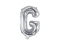 PartyDeco Ballon Mylar en Forme de Lettre G Argent 35 cm Anniversaire Adulte Enfant, FB2M-G-018