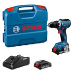 Bosch Professional 18V System Perceuse-visseuse sans fil GSR 18V-65 (moteur sans balais, 2 batteries 18V GBA 18V 2.0Ah incl., chargeur GAL 18V-20, L-Case)